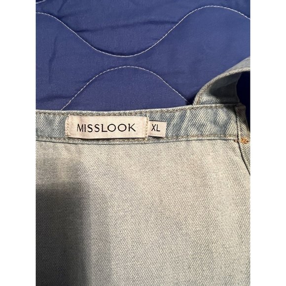 Misslook Floral Painted Denim Bib Overalls size XL - (fits Sz Large) Country - Picture 5 of 9